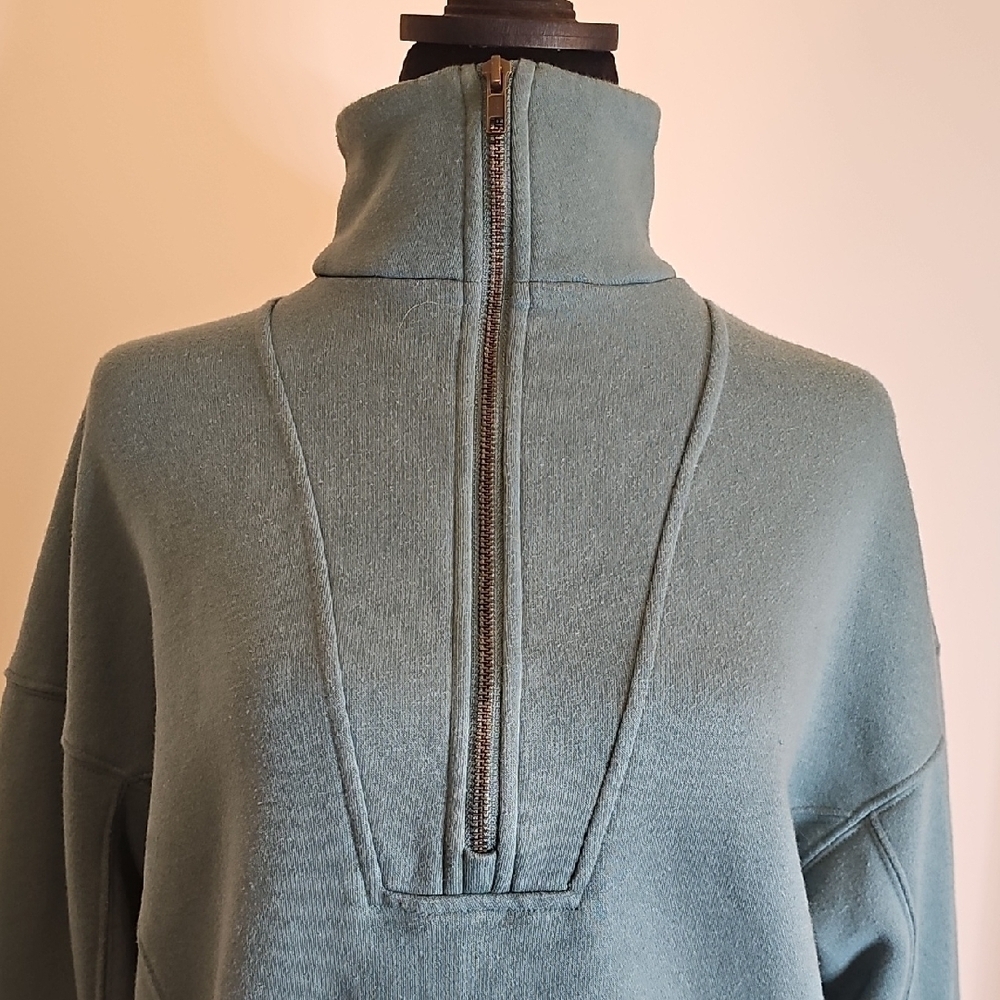 Universal Thread Women's Teal Half-Zip Sweatshirt - Picture 4 of 9